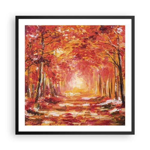 Pôster com moldura preta - Floresta de cobre - 60x60 cm