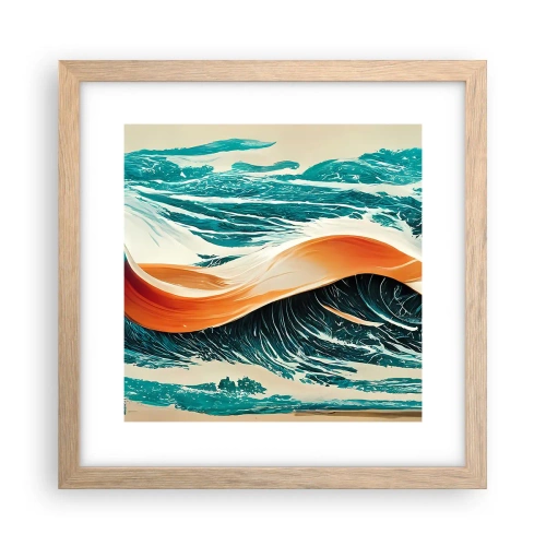 Pôster com moldura de carvalho claro - O sonho de um surfista - 30x30 cm