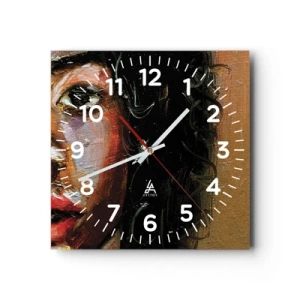 Relógio de parede - Relógio em vidro - Preto e brilho - 40x40 cm