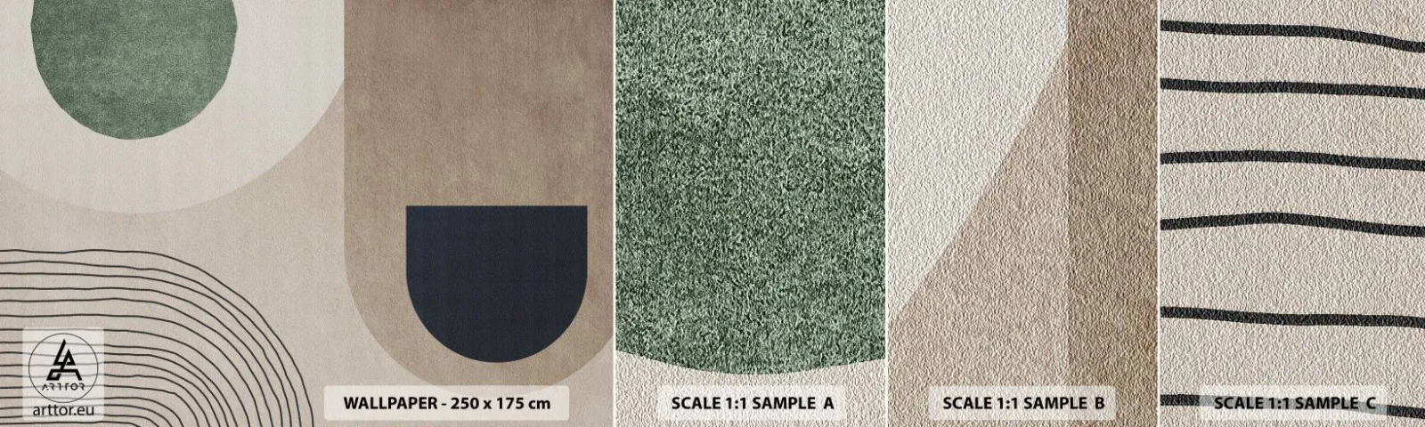 Amostra de Papel de Parede Standard Eco - A gentileza do oval - Minimalismo, Pedaço, Abstração - 100x30 cm