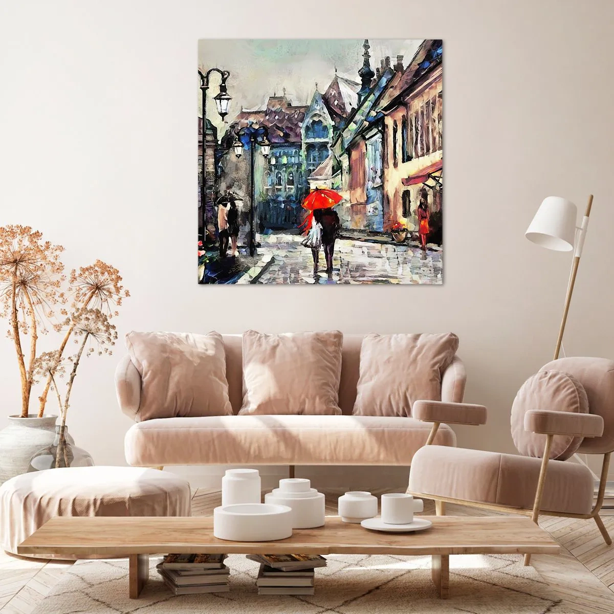 Quadro em tela - Chuva para dois - 40x40 cm