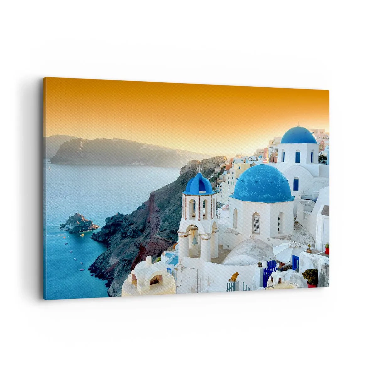 Quadro em tela - Santorini - abraçada às rochas - 120x80 cm