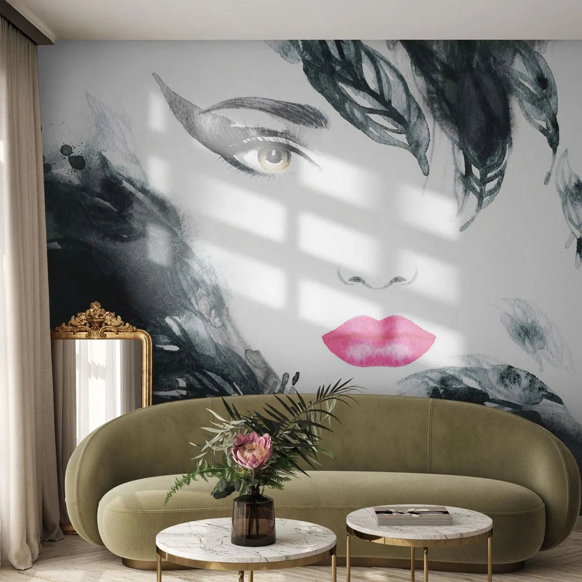 Papel de parede personalizado Standard Eco - Atenção! Femme fatale - Abstração, Rosto de mulher, Retrato de uma mulher
