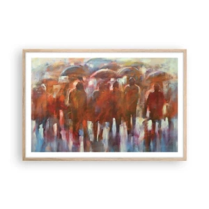 Pôster com moldura de carvalho claro - Iguais na chuva e no nevoeiro - 91x61 cm