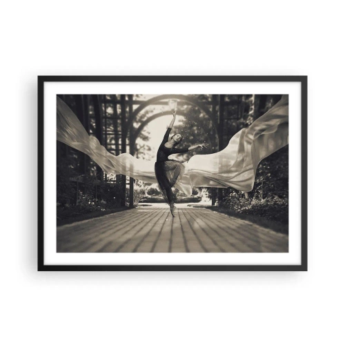 Pôster com moldura preta - A dança do espírito do jardim - 70x50 cm