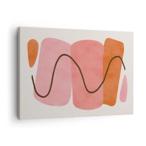 Quadro em tela - Formas abstratas em tons de rosa e laranja - 70x50cm - Movimento suave de formas - Decoração de parede moderna para a sala de estar e quarto ARTTOR