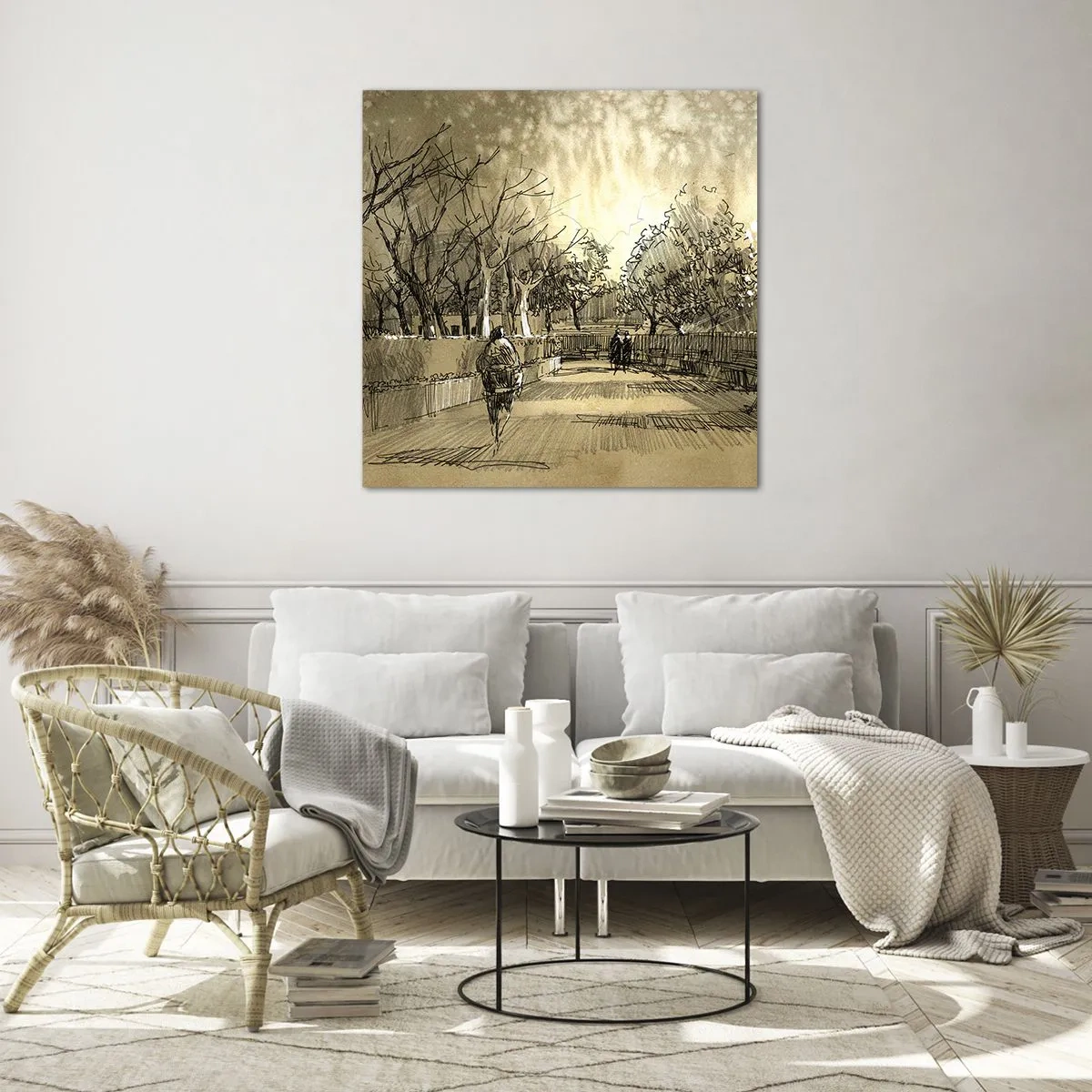 Quadro em vidro - Um momento capturado por uma pena - 60x60 cm