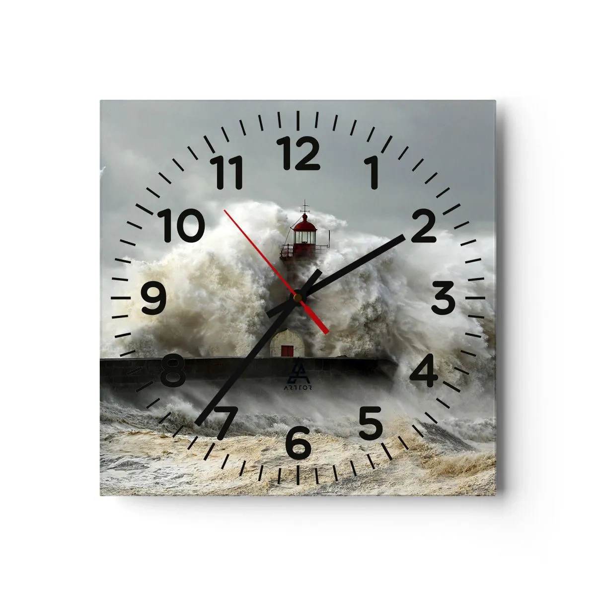 Relógio de parede - Relógio em vidro - A ira do oceano - 30x30 cm