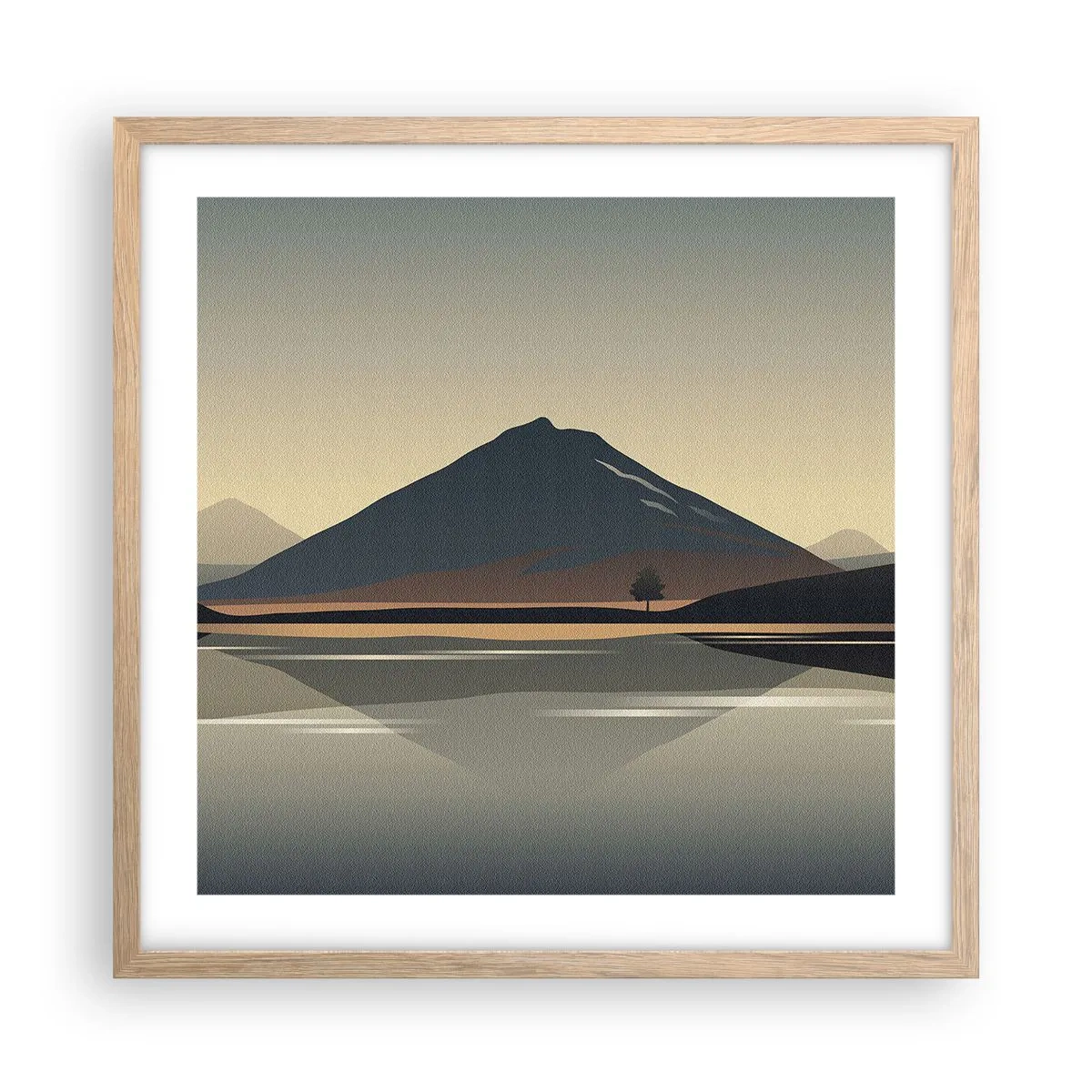 Pôster com moldura de carvalho claro - Reflexo de espelho - 50x50 cm