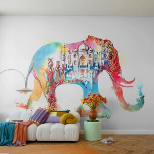 Papel de Parede Autocolante Deluxe Sticker - Índia - uma aura de amor - Abstração, Elefante, Índia - 200x140 cm