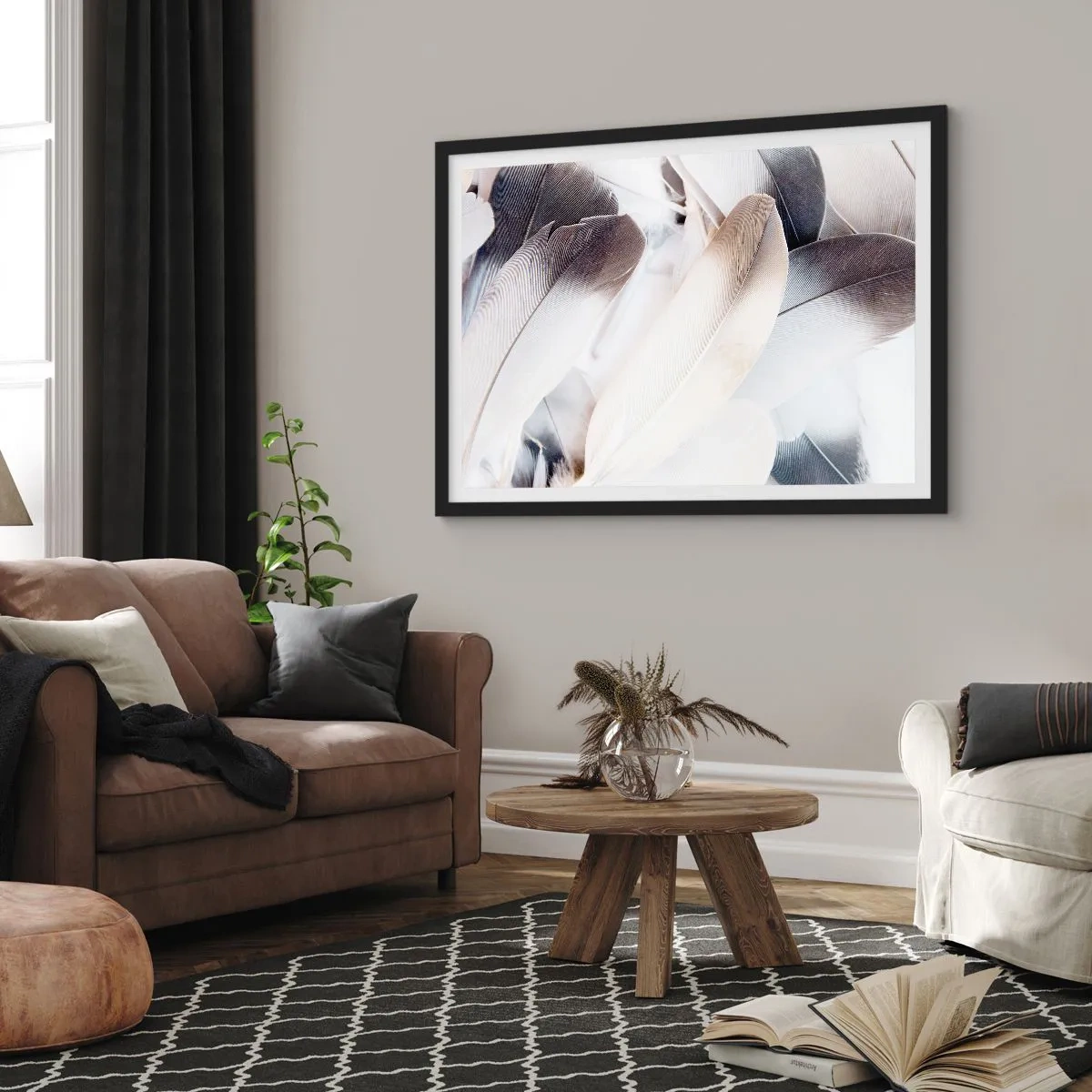 Pôster com moldura preta - Semi-angelical - 40x30 cm