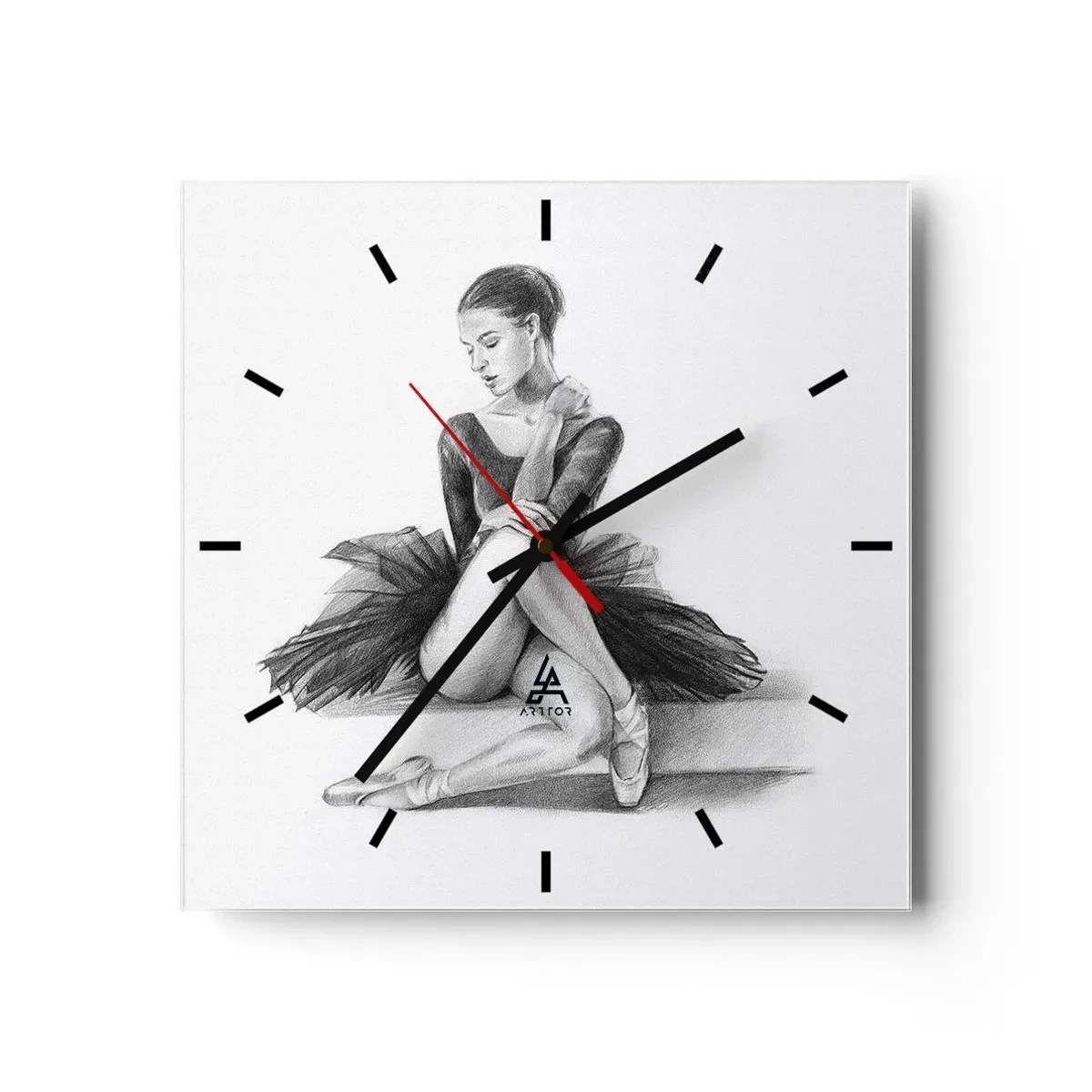 Relógio de parede - Relógio em vidro - Encantada pela dança - 30x30 cm