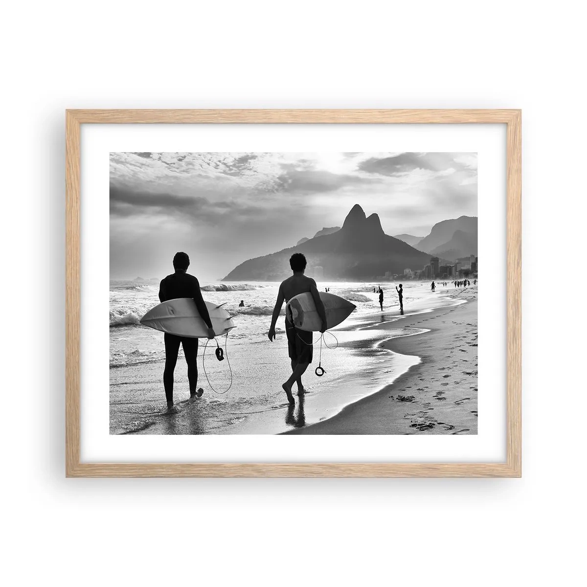 Pôster com moldura de carvalho claro - Samba para uma onda - 50x40 cm