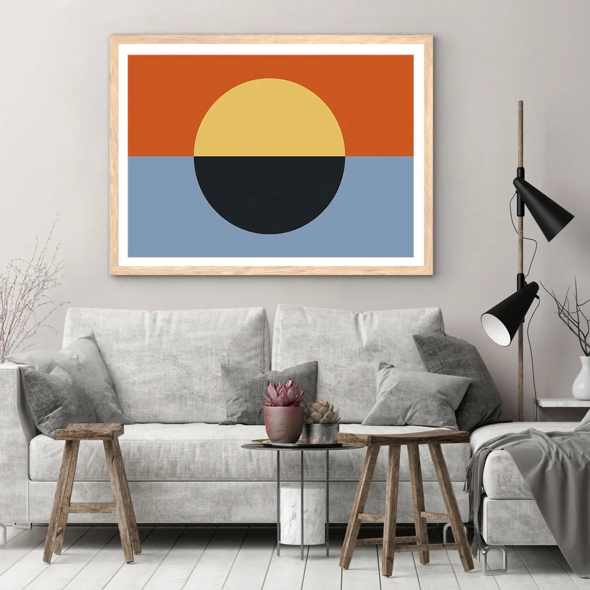 Pôster com moldura de carvalho claro - Composição do calor e do frio - 70x50 cm