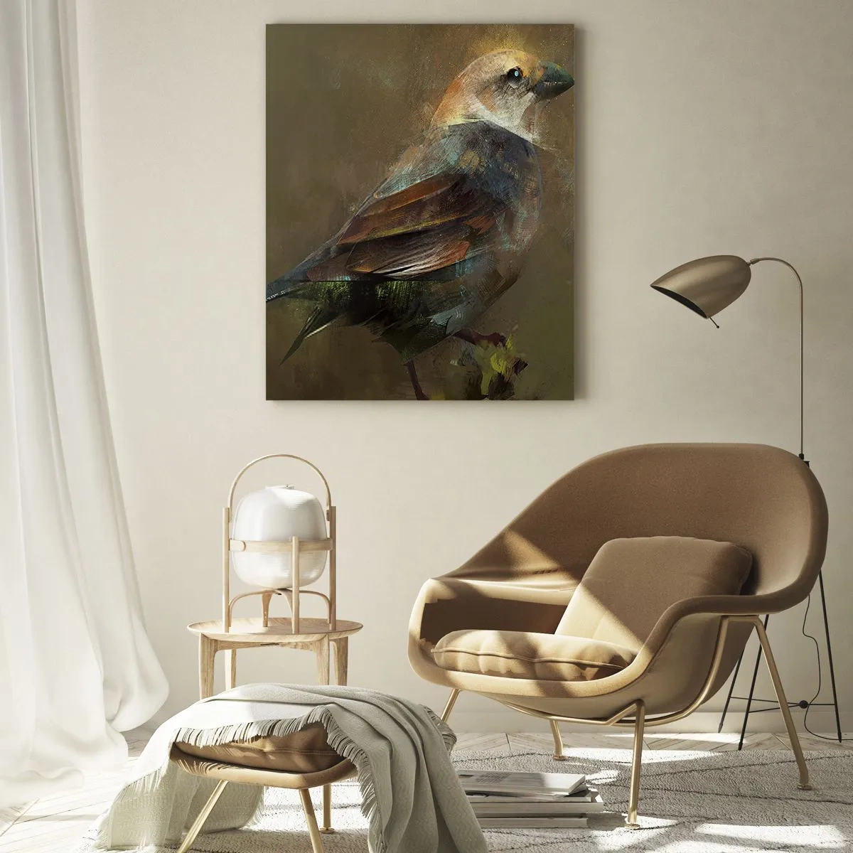 Quadro em vidro - Pardal, pequeno passarinho - 70x100 cm