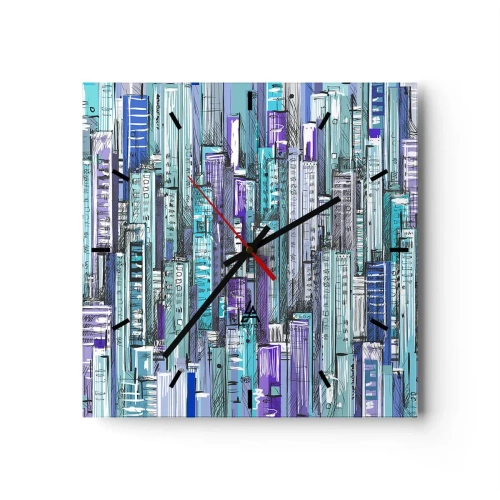 Relógio de parede - Relógio em vidro - Azul do céu - 30x30 cm
