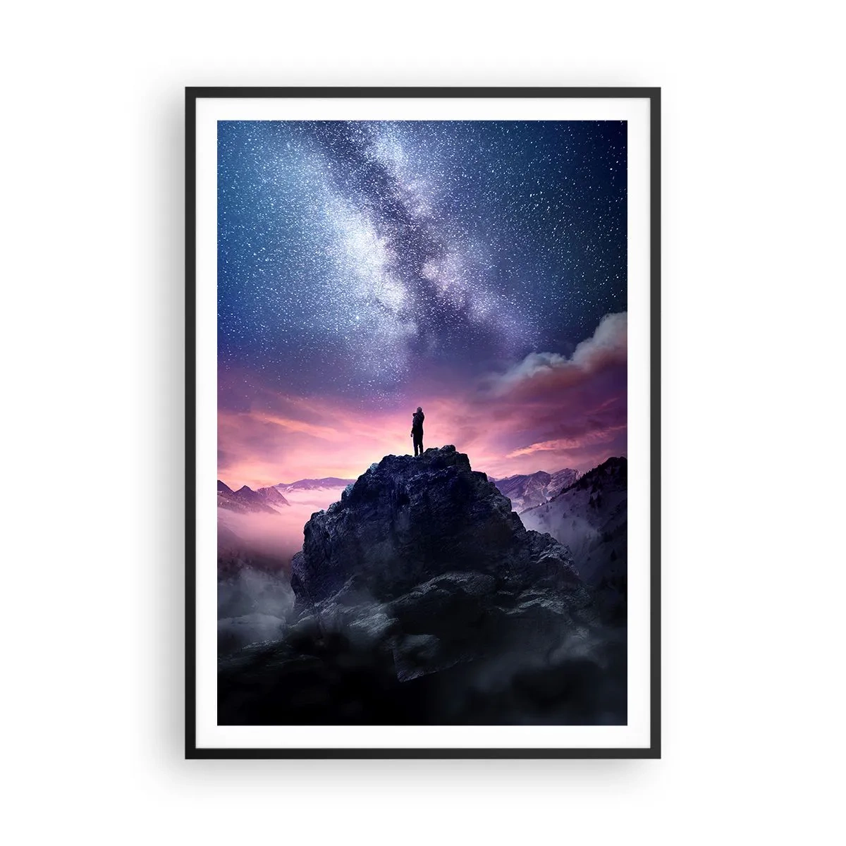 Pôster com moldura preta - E sentiu a vida - 70x100 cm