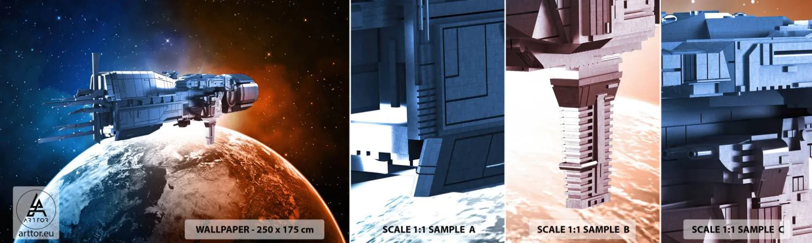 Amostra de Papel de Parede Standard Eco - Observador atento - Cosmos, Nave espacial, Transporte - 100x30 cm