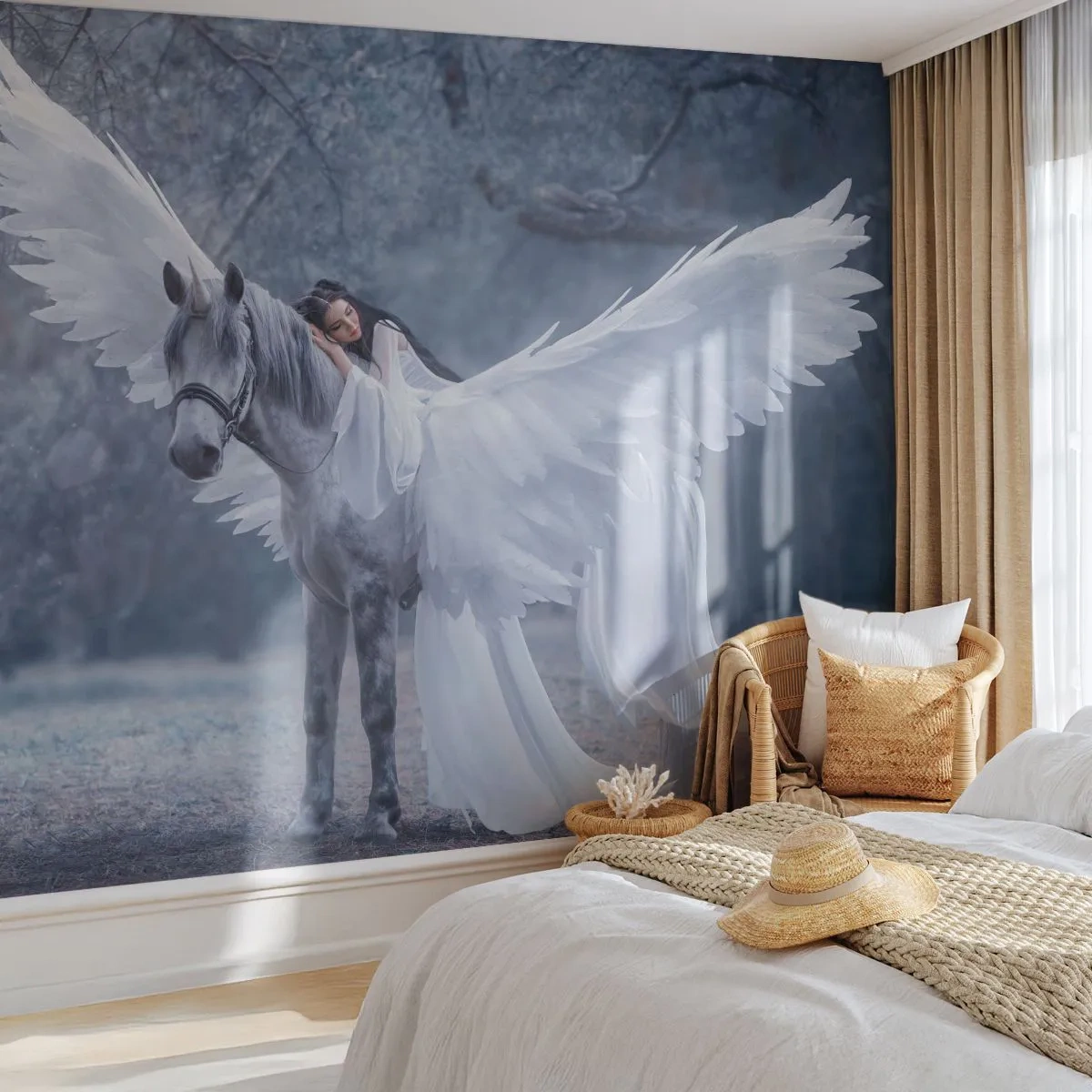 Papel de Parede Autocolante Deluxe Sticker - Momento inspirado - Abstração, Cavalo, Mulher - 350x256 cm