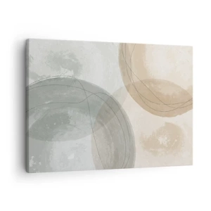 Quadro em tela - Composição abstrata em tons pastéis com linhas - 70x50cm - Difusão de Mundos - Decoração de parede moderna para a sala de estar e quarto ARTTOR
