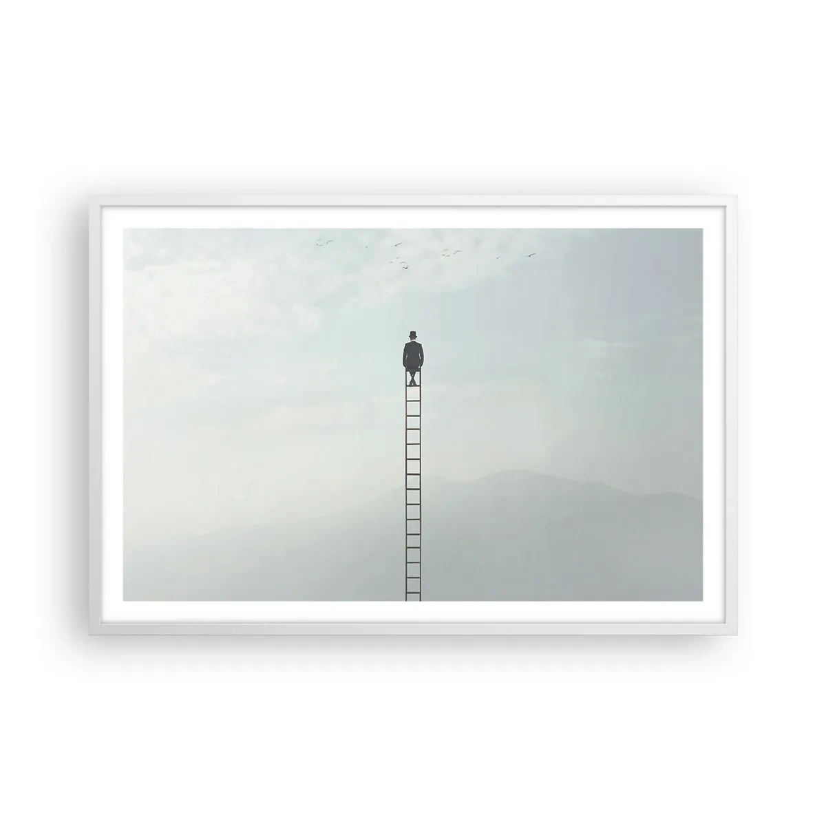 Pôster em moldura branca - Vá além - 91x61 cm