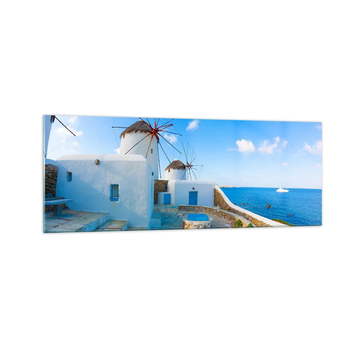 Quadro em vidro - Vento azul do mar - 140x50 cm