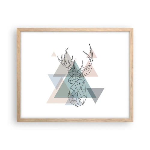 Pôster com moldura de carvalho claro - Numa floresta geométrica - 50x40 cm