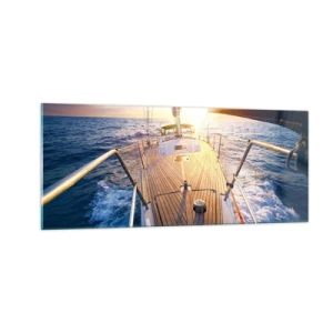 Quadro em vidro - Correr sobre as ondas - 100x40 cm