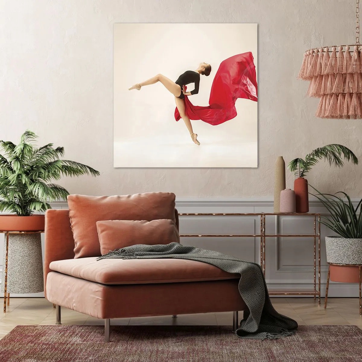 Quadro em tela - Vermelho e preto - 60x60 cm