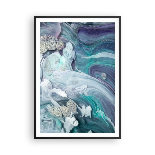 Pôster com moldura preta - Correntes de azul - 70x100 cm
