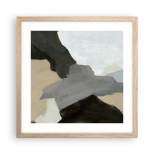 Pôster com moldura de carvalho claro - Abstração: a encruzilhada do cinza - 40x40 cm