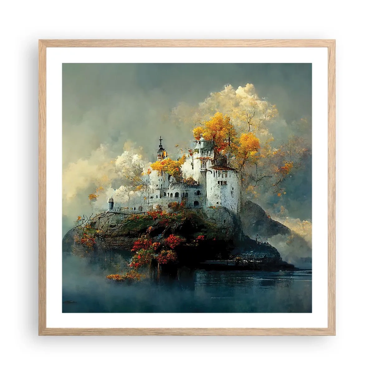 Pôster com moldura de carvalho claro - O começo de uma história romântica - 60x60 cm