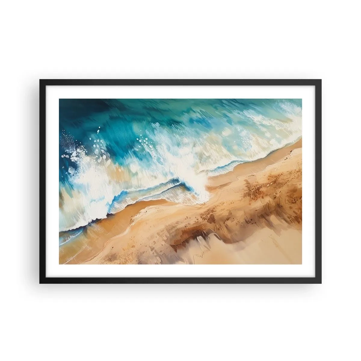 Pôster com moldura preta - A onda que retorna - 70x50 cm