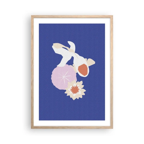 Pôster com moldura de carvalho claro - Composição de flores e botões - 50x70 cm