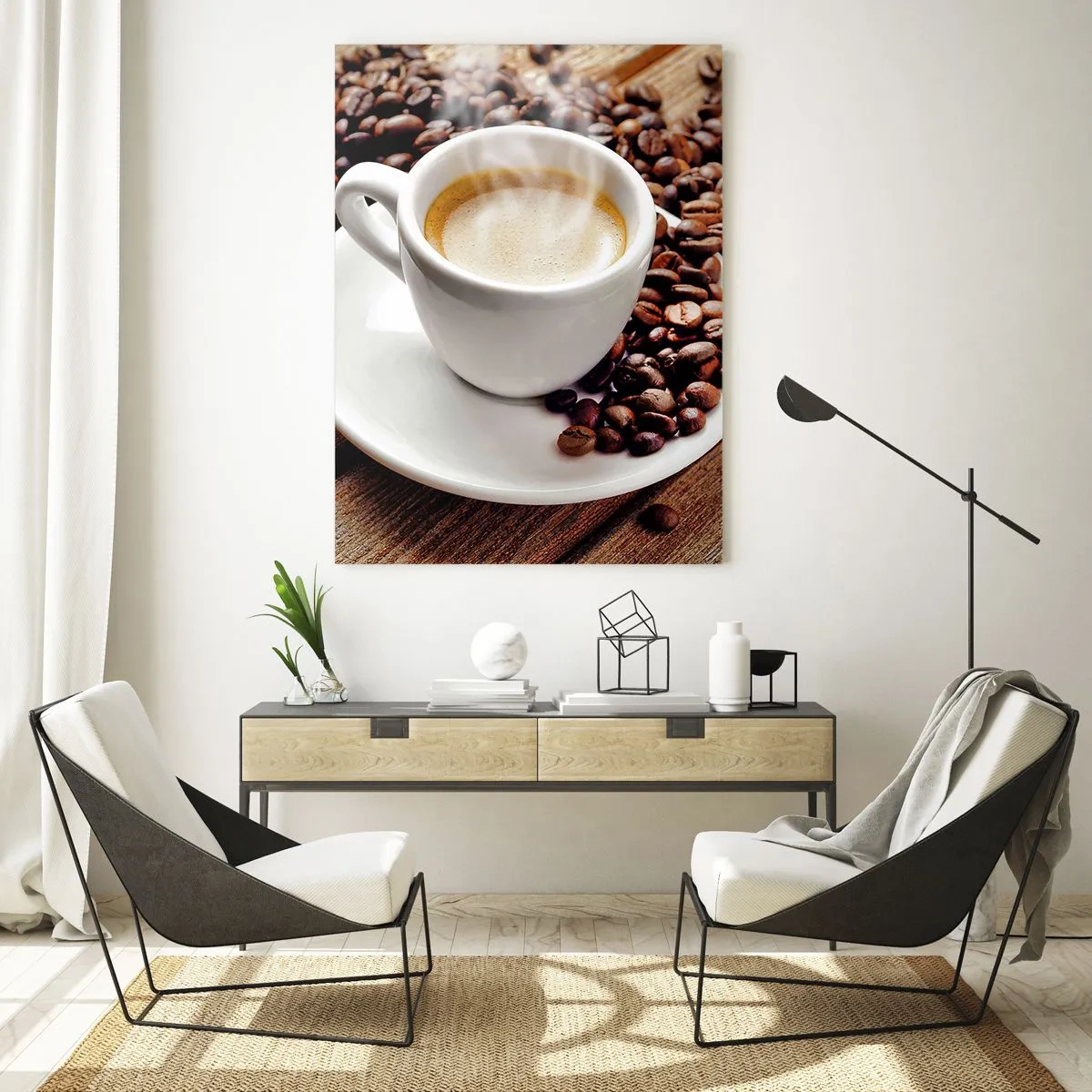 Quadro em vidro - Pausa para um café - 50x70 cm