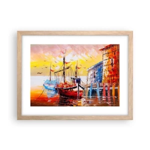 Pôster com moldura de carvalho claro - Feliz retorno - 40x30 cm