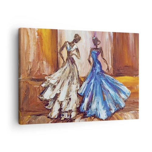Quadro em tela - Personagens em vestidos de noite em estilo artístico - 70x50cm - Uma bela dupla - Decoração de parede moderna para a sala de estar e quarto ARTTOR