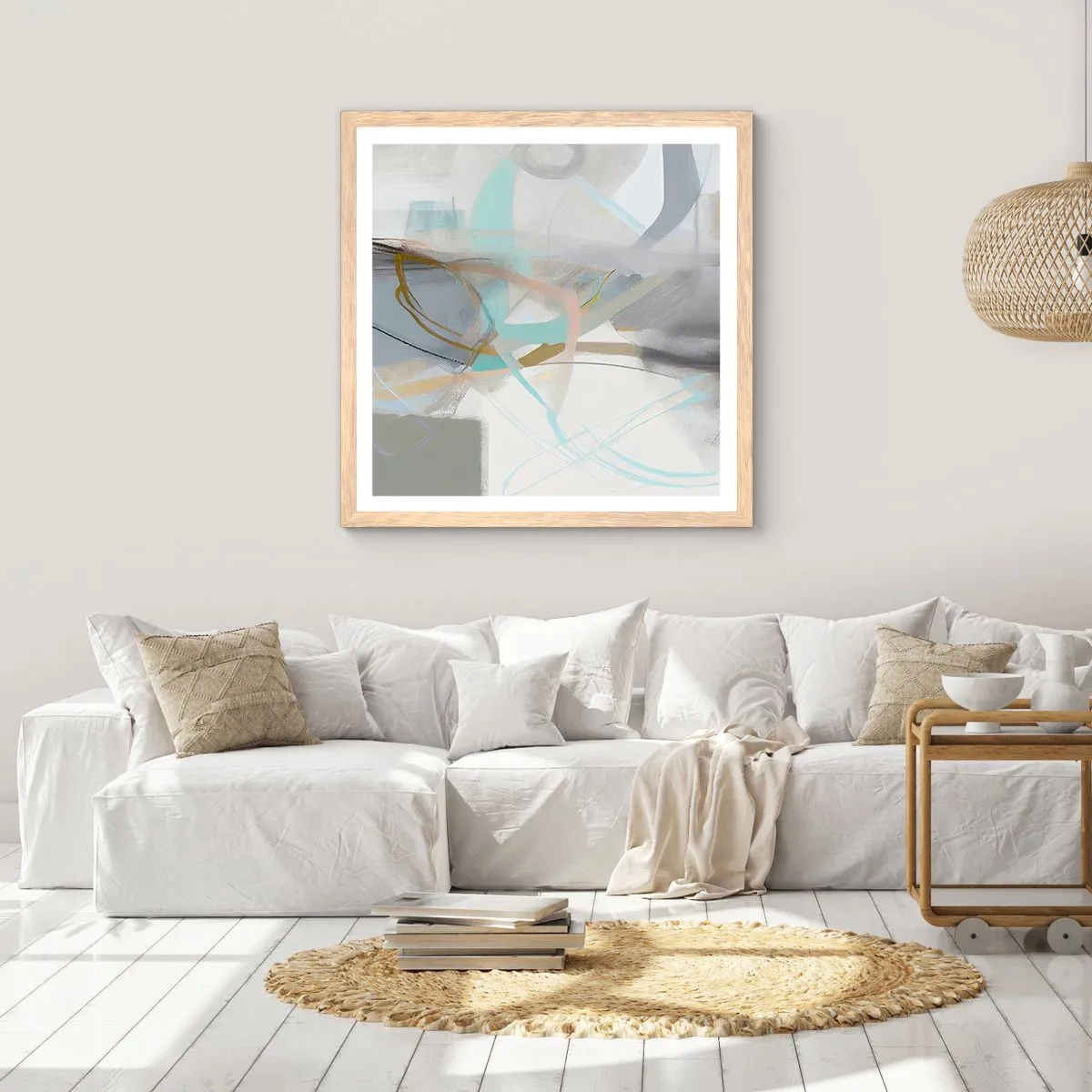 Pôster com moldura de carvalho claro - Abstração enevoada - 30x30 cm
