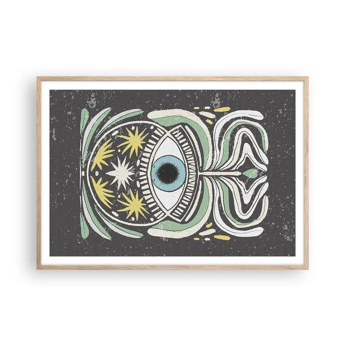 Pôster com moldura de carvalho claro - Rituais tribais - 100x70 cm