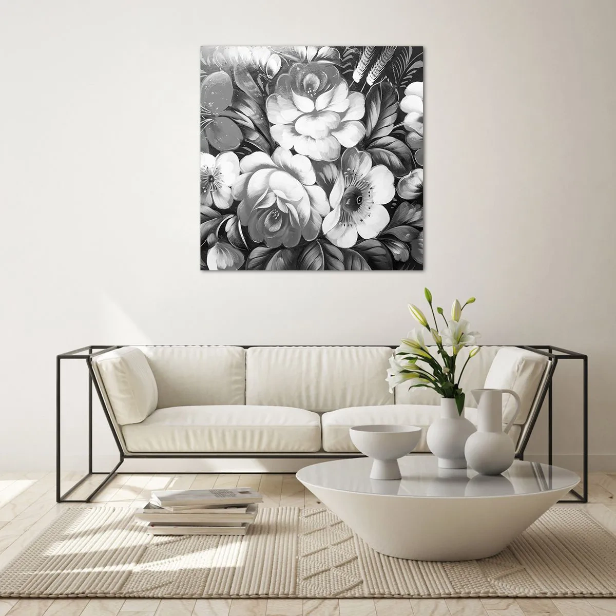 Quadro em vidro - A beleza em cinza - 30x30 cm