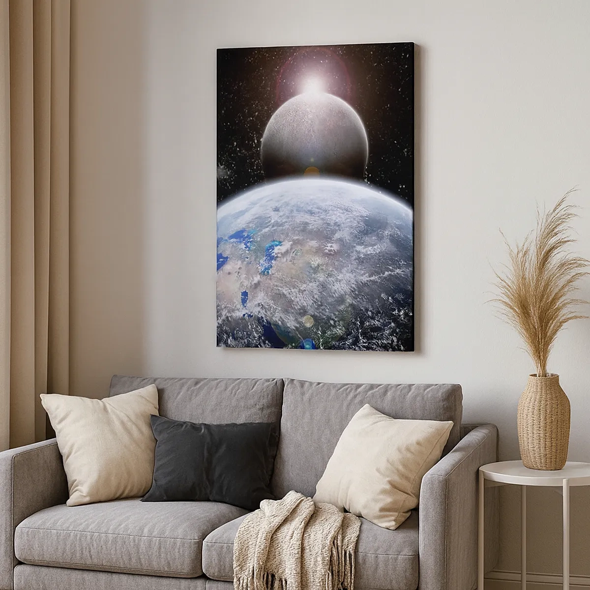 Quadro em tela - Paisagem espacial - o nascer do sol - 50x70 cm