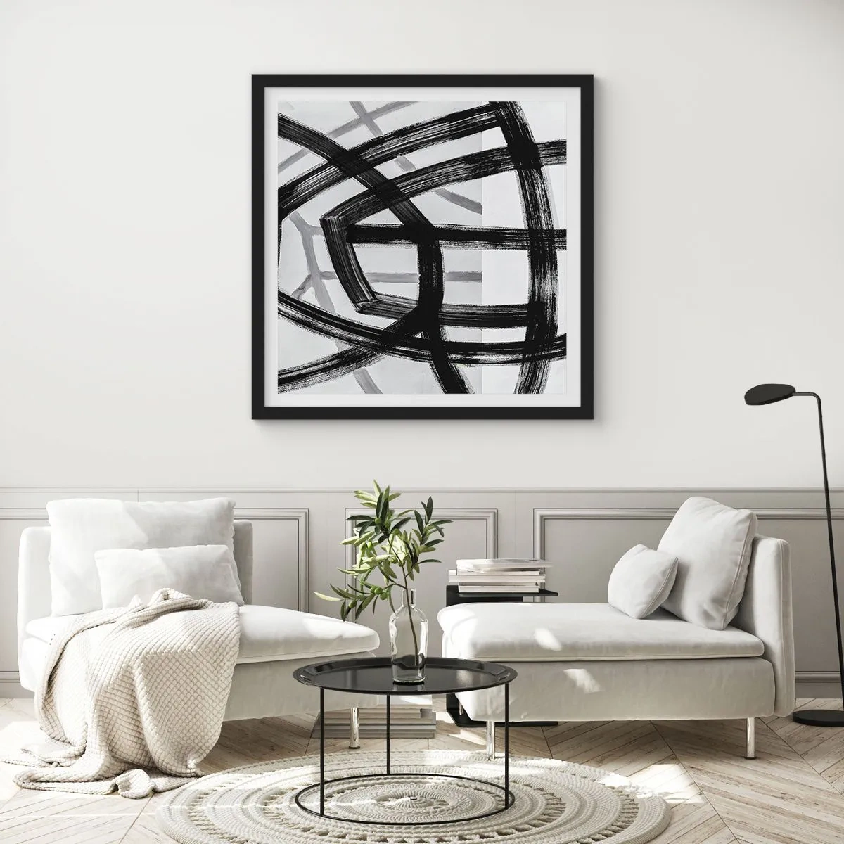 Pôster com moldura preta - Profundidade de construção - 60x60 cm