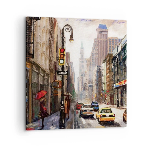 Quadro em tela - Nova York – colorida também na chuva  - 60x60 cm