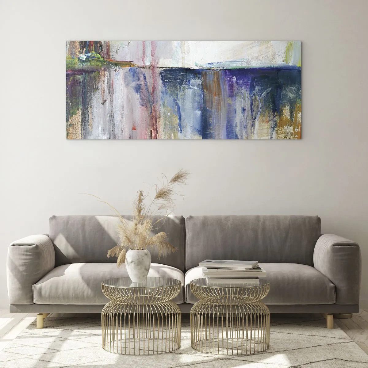 Quadro em vidro - Impressões coloridas e associações - 120x50 cm