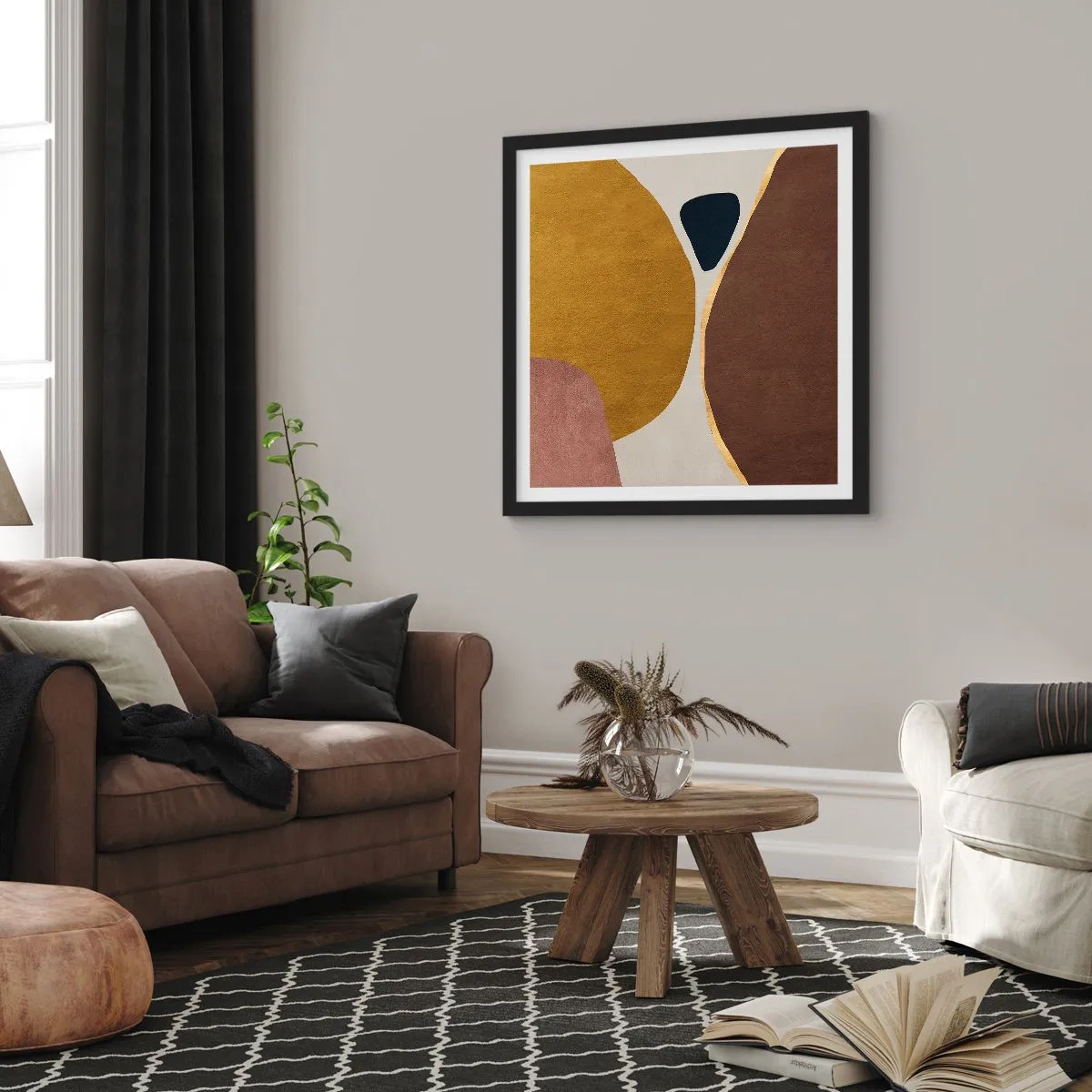 Pôster com moldura preta - Abstração – um lugar no espaço - 30x30 cm