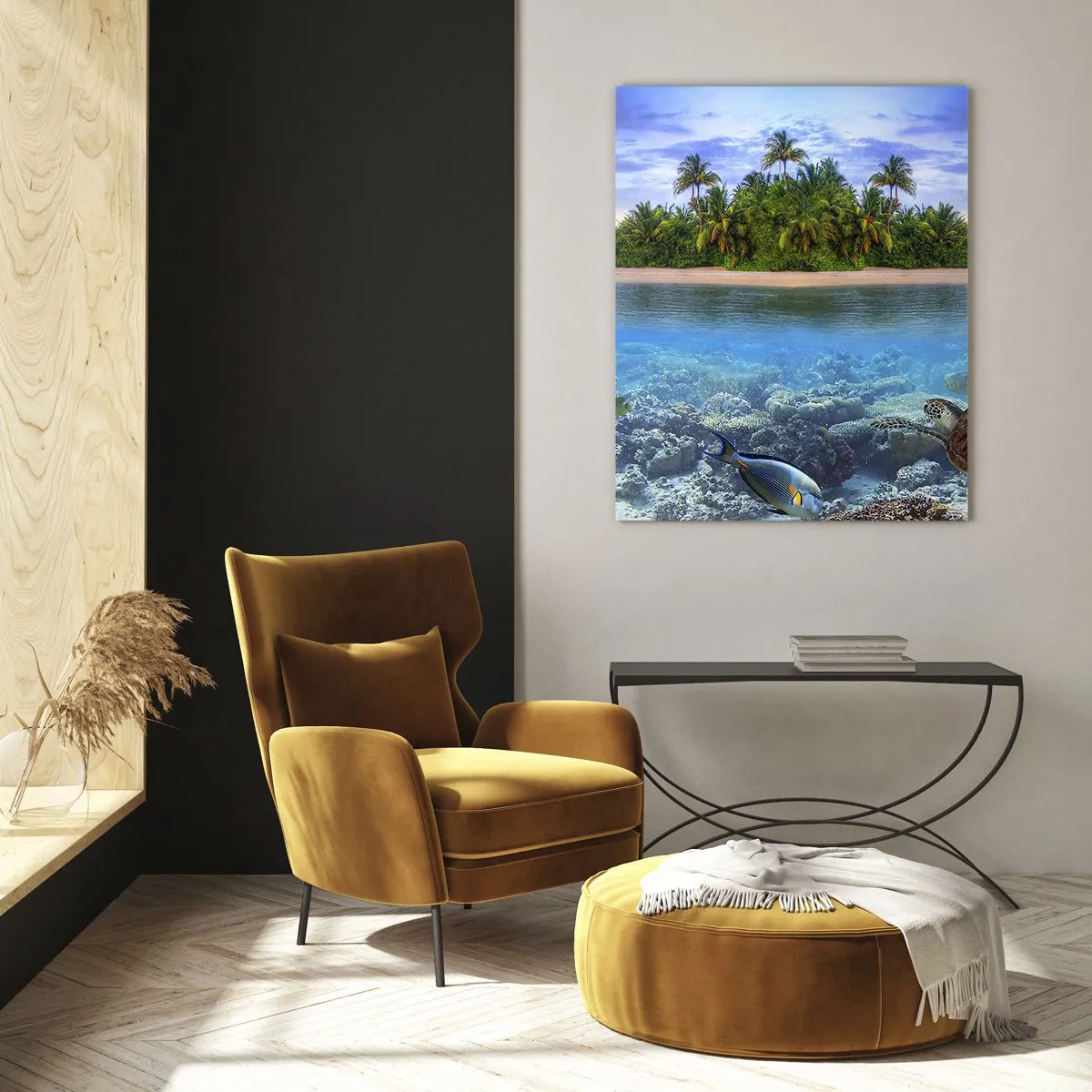 Quadro em vidro - A Ilha Celestial lhe convida - 50x70 cm