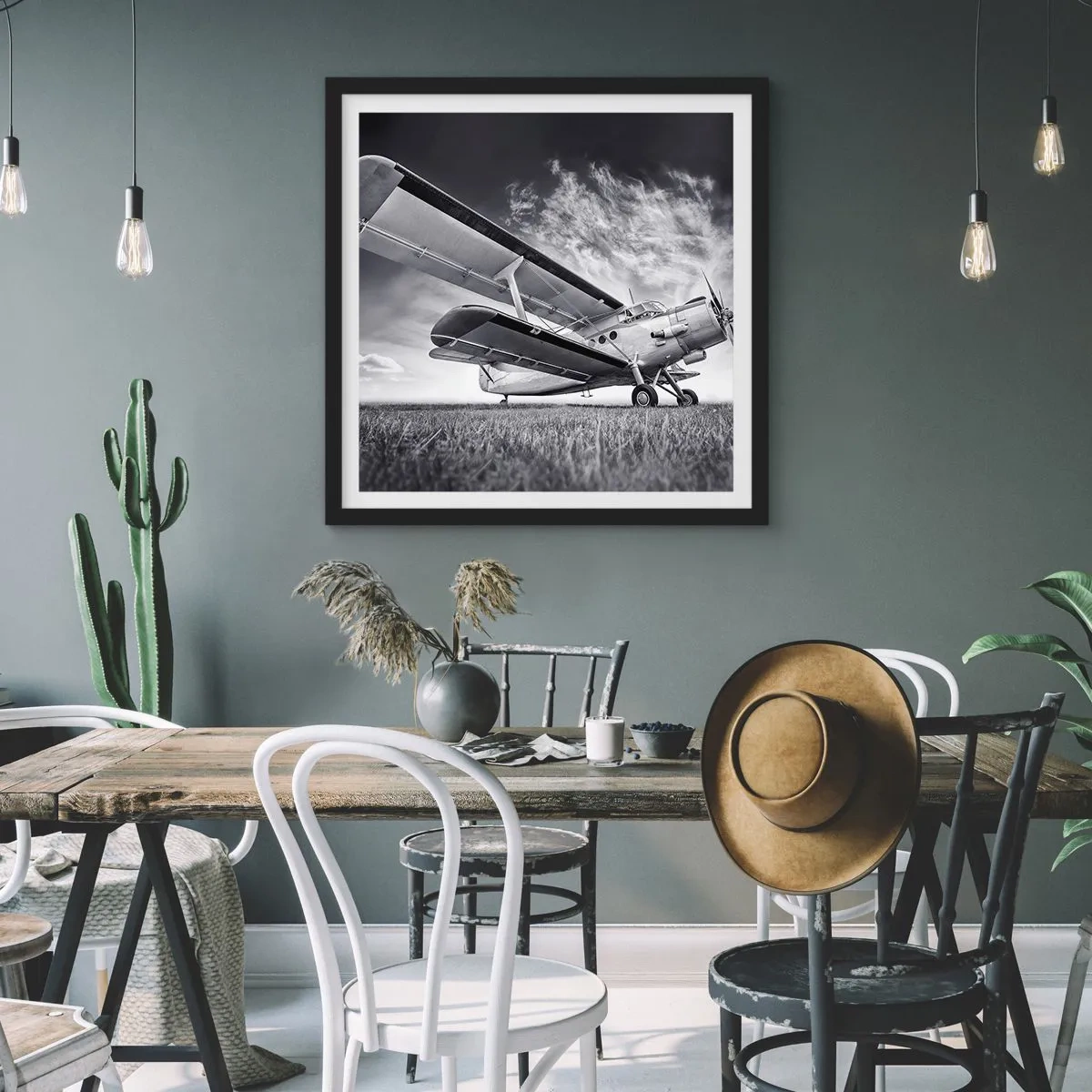 Pôster com moldura preta - Andarilho alado - 50x50 cm