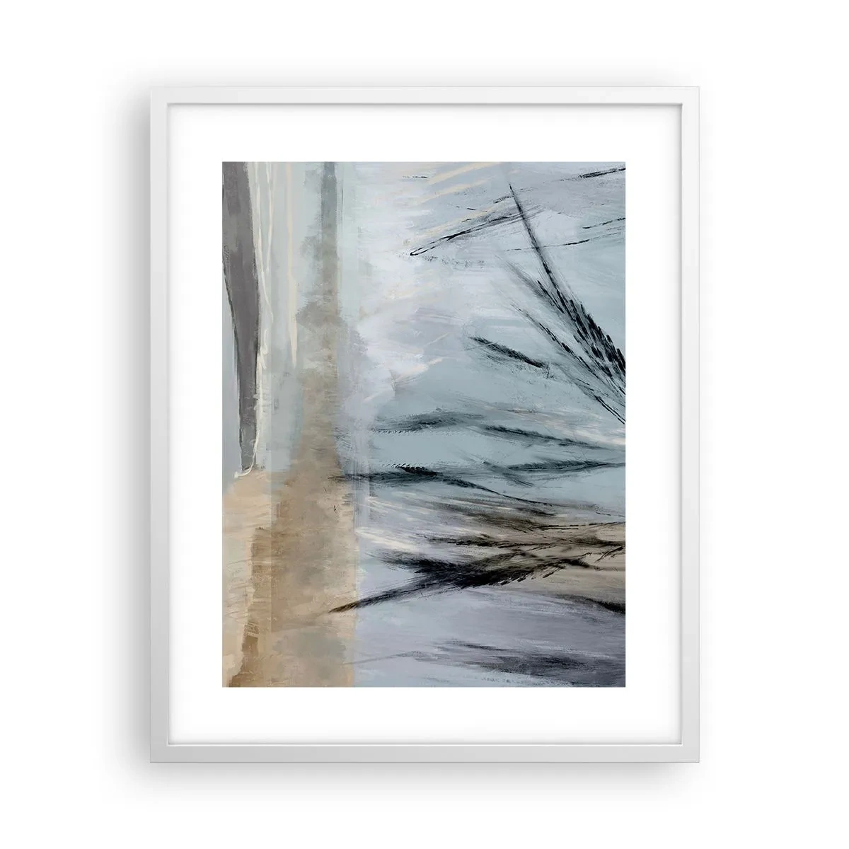 Pôster em moldura branca - Campos de inverno - 40x50 cm