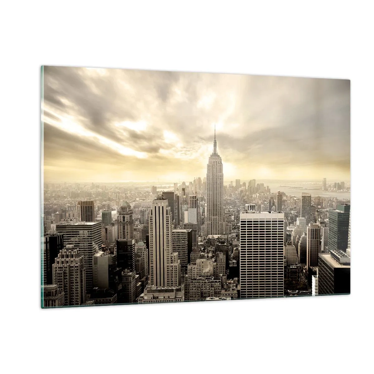 Quadro em vidro - Nova Iorque em tons de cinza - 120x80 cm