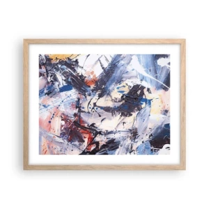 Pôster com moldura de carvalho claro - Dança louca da abstração - 50x40 cm